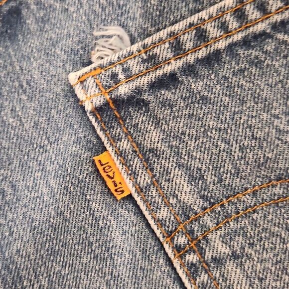 High waist upcycled, vintage, Orange Tab Levi's jean shorts size 28 - Picture 2 of 10